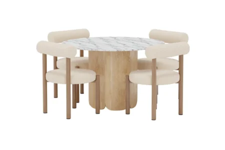 Tillo & Tekla Matstolar White + Runda Matbord ⌀120 Light Grey