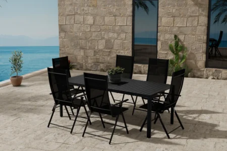 Giardini & Levanzo Rektangulära Matbord 200 x 90 Black + Positionsstolar Black