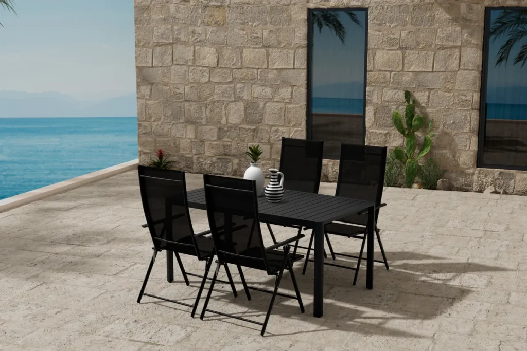 Giardini & Levanzo Rektangulära Matbord 150 x 85 Black + Positionsstolar Black
