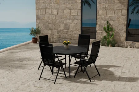 Levanzo & Giardini Positionsstolar Black + Runda Matbord Ø120 Black