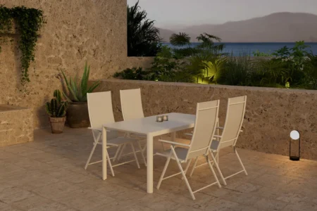 Giardini & Levanzo Rektangulära Matbord 150 x 85 Beige + Positionsstolar Beige