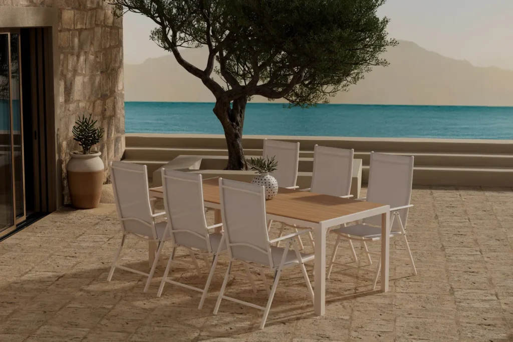 Break Rektangulära Matbord 205 x 90 Beige + Matstolar Beige