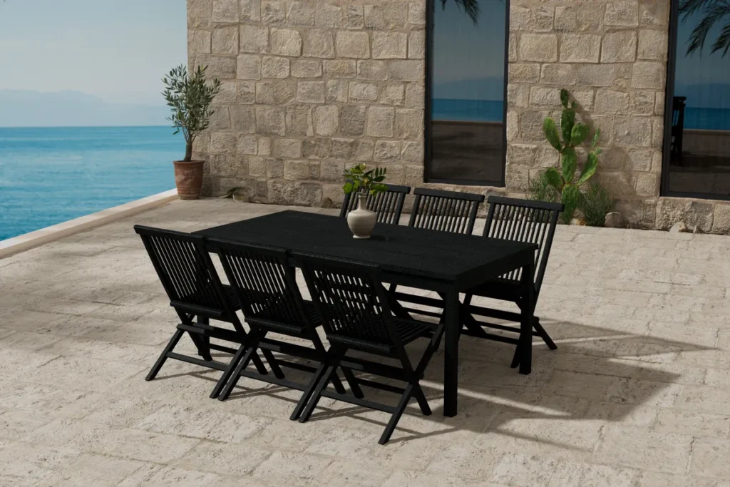 Kenya Rektangulära Matbord 180 x 90 Black + Matstolar Black