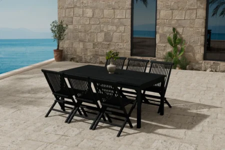Kenya Rektangulära Matbord 180 x 90 Black + Matstolar Black