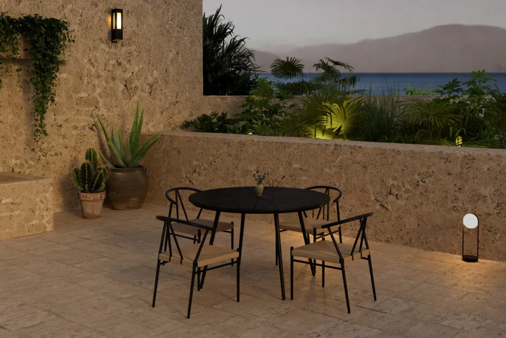 San Vito & Alfons Runda Matbord ⌀120 Black + Matstolar Black