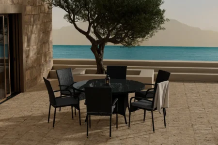 Volta & Anna Runda Matbord ⌀150 Black + Matstolar Black