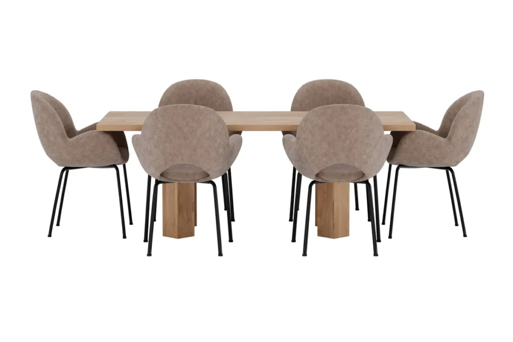 Lillehammer & Florensa Rektangulära Matbord 200 x 90 Nature + Matstolar Brown