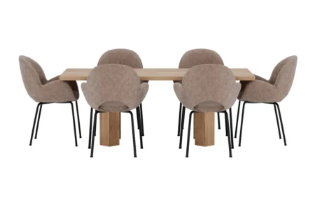Lillehammer & Florensa Rektangulära Matbord 200 x 90 Nature + Matstolar Brown