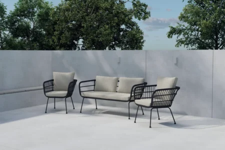 Isola 3-sits soffor Black + Matstolar 1 Black