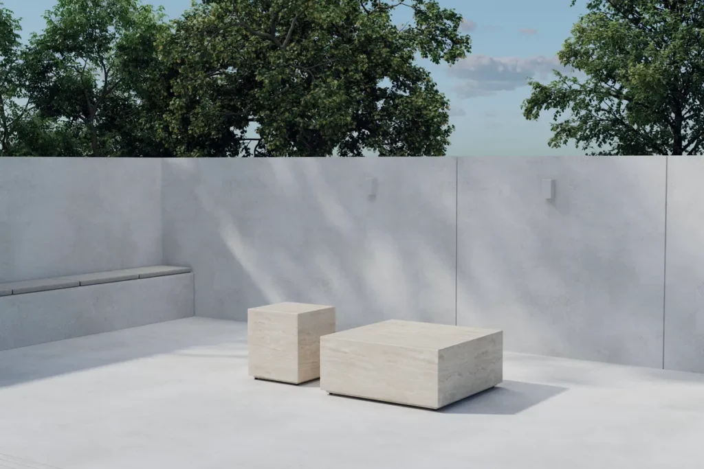 Lissabon Sidobord 40 x 40 x 45 Beige + Sidobord 80 x 80 x 35 Beige