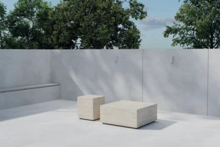 Lissabon Sidobord 40 x 40 x 45 Beige + Sidobord 80 x 80 x 35 Beige