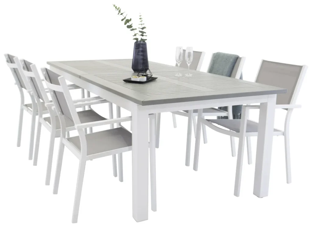 Venture Home Albany & Copacabana Matbord 224x100 + Matstolar Grå