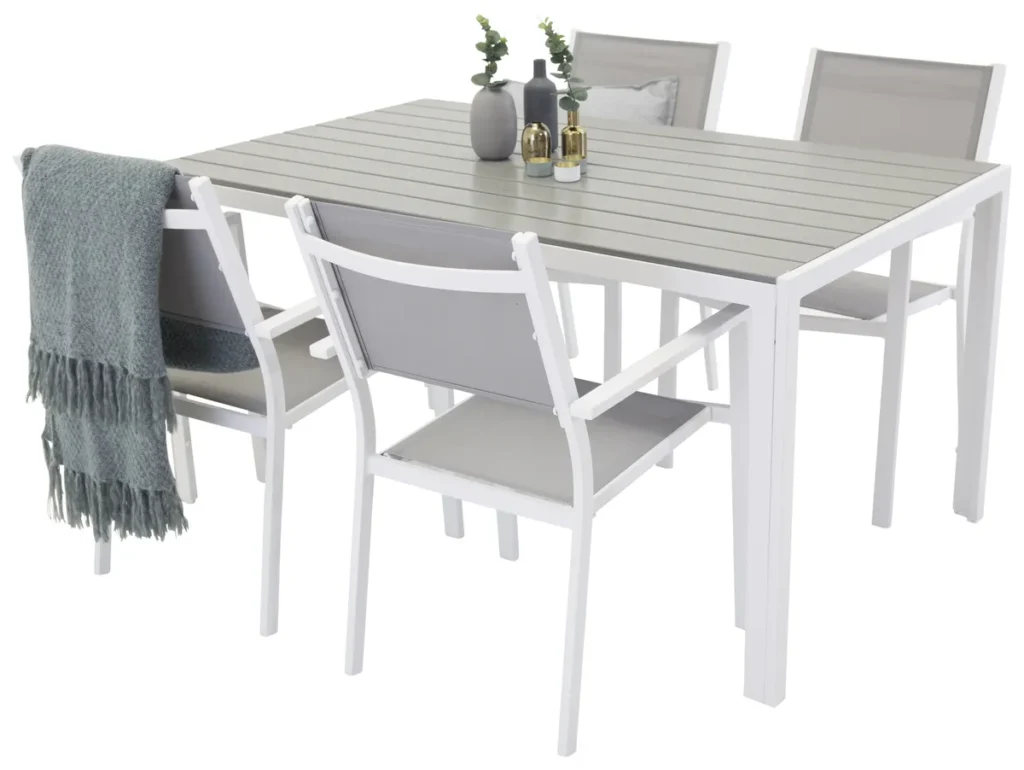 Break Table 150*90 - White/Grey, Copacabana Stacking Chair - White/Grey_4