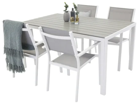 Break Table 150*90 - White/Grey, Copacabana Stacking Chair - White/Grey_4
