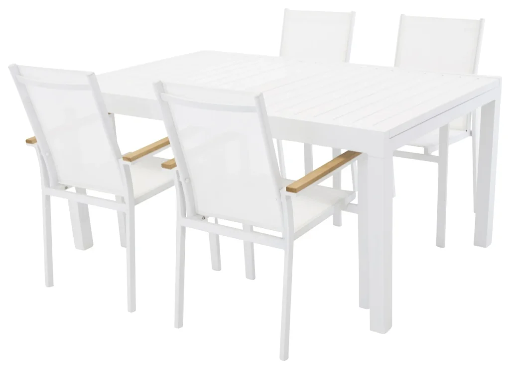 Texas & Marbella Matstolar Vit + Matbord 160x100x75
