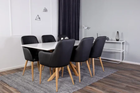 Comfort & Piazza Matstolar Svart + Matbord 90x180