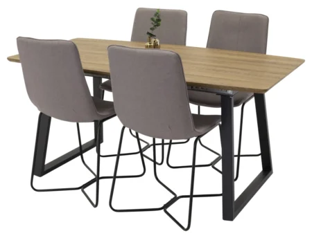 X & Inca Matstolar Grå + Rektangulära Matbord 160 x 85 Walnut