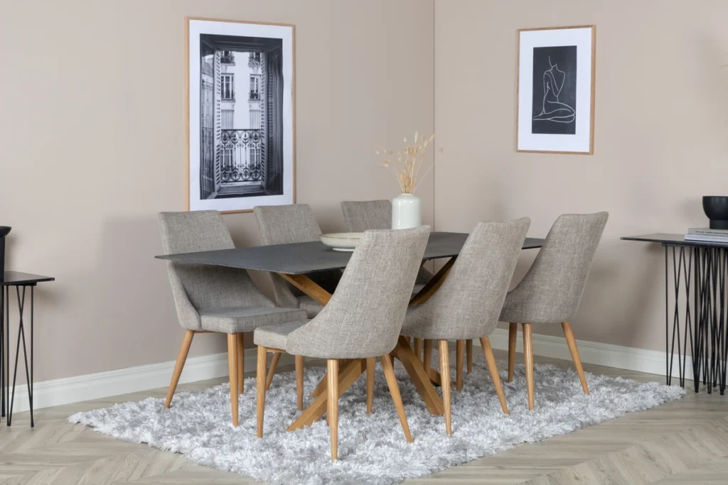Leone & Piazza Matstolar Ljusgrå + Matbord 90x180