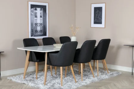 Comfort & Polar Matstolar Svart + Matbord 100x240