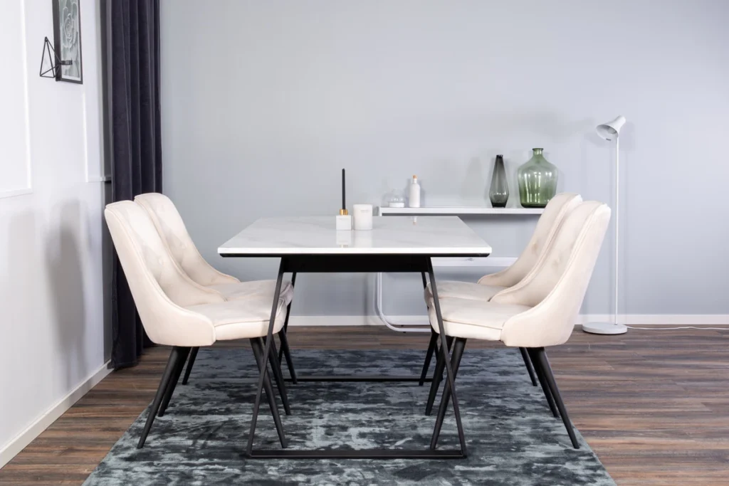 Estelle & Velvet Deluxe Matbord 90x140 + Matstolar Ljusgrå