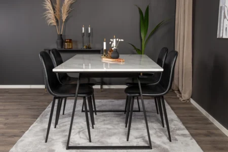 Estelle & Polar Rektangulära Matbord 140 x 90 Black + Matstolar Black