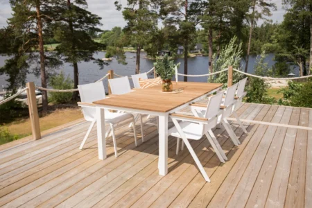 Venture Home Mexico Matbord 210x100 + Matstolar Vit