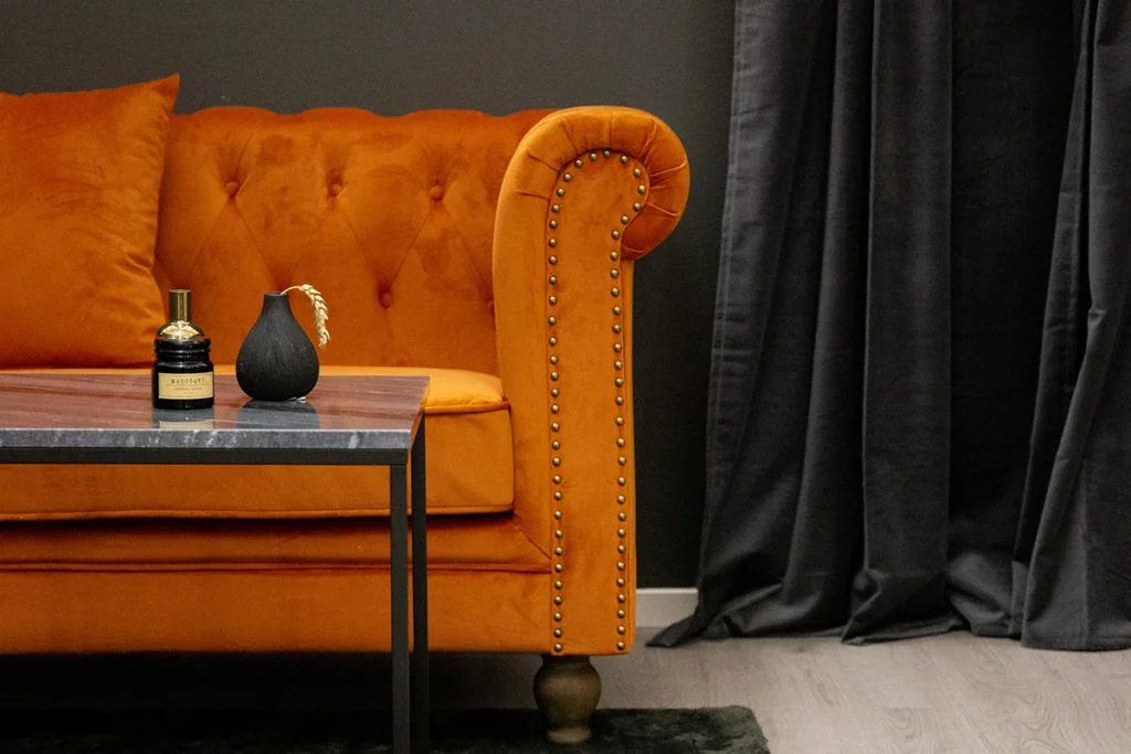Velvet 3-sits soffor Rostig orange