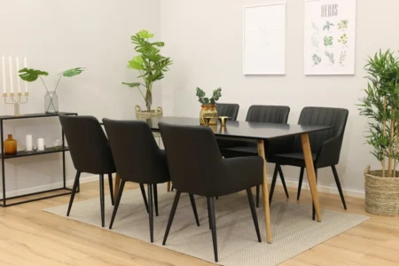 Comfort & Polar Matstolar Svart + Matbord 90x180