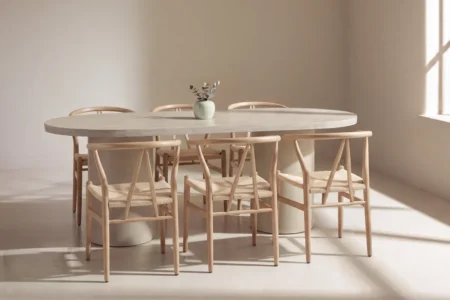 Alfons & Narvik Matstolar Beige + Ovala Matbord 200 × 100 Beige